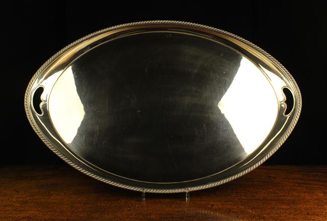 A Large & Impressive Edwardian Silver Oval Tray by Garrard & Co Ltd with assay marks for London