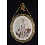 Two Decorative Framed Portrait Prints: A print of a watercolour depicting a 19th century lady with