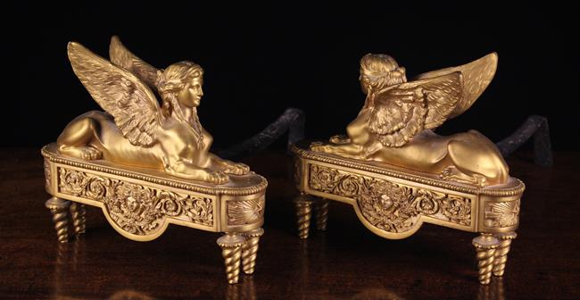 A Pair of French Empire Style Gilt Bronze Fire Dogs. - Image 2 of 2