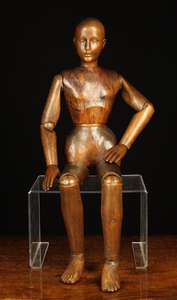 A 19th Century Carved Wooden Artist's Lay Figure with articulated limbs, - Image 2 of 2