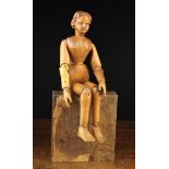 A A Small & Charming Late 19th Century Style Pine Female Lay Figure with articulated limbs and body,