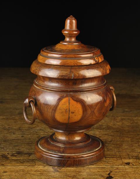 A 19th Century Turned Treen Tobacco Jar or Container of exotic, richly patinated timber,