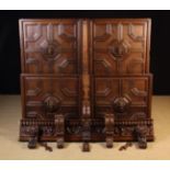 A 17th Century Flemish Carved Oak Rail and Four Panel Doors along with a Group of Carved Oak