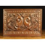 A Fine Late 16th/Early 17th Century Carved Oak Panel within original frame.
