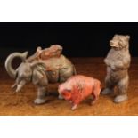 Three Early 20th Century Cast Iron Animal Money Banks: An American mechanical bank by Hubley