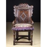 A Large 17th Century Style Oak Wainscot Chair.
