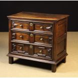 A Small Late 17th Century Oak Geometrically Moulded Chest of Drawers.