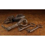 Four Antique Iron Pieces: Two Large 17th Century Iron Keys, 5¼" (13.