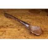 A Primitive 19th Century Hand-carved Wooden Spoon with incised cross-crossing to the shaft and a