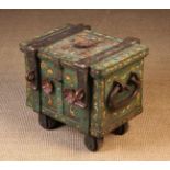 A Small 18th Century Wrought Iron Strong Box on Wheels.