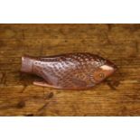 A Late 19th Century Treen Snuff Box in the form of a fish with chip carved scales,