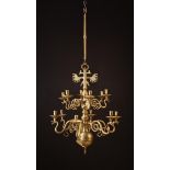 An 18th Century German Bronze Twelve Branch Chandelier.