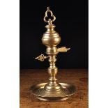 A Rare 17th/18th Century Flemish Bronze 'Snotnues' Oil Lamp/Candlestick.