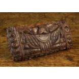 An 18th Century Carved Coquilla Nut Snuff Box of rectangular cushion form.