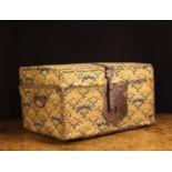 A 17th/Early 18th Century French Box clad in decorative woolwork edged with brass studs.