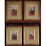 Four Small 19th Century Hand-Tinted Portrait Photographs mounted and set behind glass in gilt