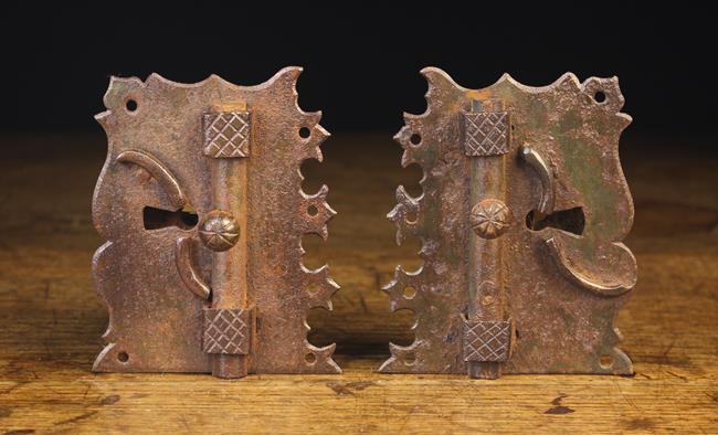 A Pair of Decorative Antique Iron Locks with sliding bolts.