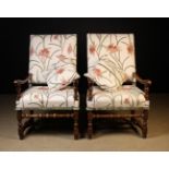 A Pair of Late 17th Century Turned Walnut Fauteuil Armchairs.