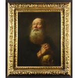 Spanish School. An 18th Century Oil on Canvas: Quarter Length Portrait of St Jerome.