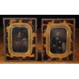 A Pair of 19th Century Daguerreotypes: Portraits of a seated Man & Woman framed by decorative