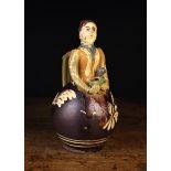 An Unusual 19th Century French Provincial Figural Slip-ware Jug modelled as a woman holding a