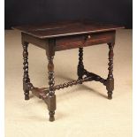 A Fine Charles II Joined Oak Side Table.
