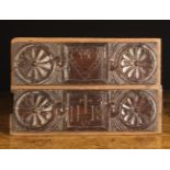 A Pair of 17th Century Carved Oak Rail/Panels;