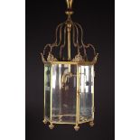 A Large19th Century Hanging Hall Lantern of hexagonal form.