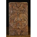 A 16th Century French Carved Oak Panel, Circa 1530, attributed to Normandy Region,