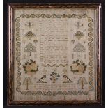 A Good Early Victorian Sampler by Ann Mountain aged nine years A.D. 1839.