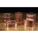 Five Decorative Copper Jelly Moulds, including one by Benham & Froud,