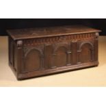 A 17th Century Carved Oak Coffer attributed to Exeter.