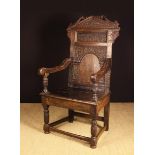 A 17th Century & Later Carved Oak & Marquetry Wainscot Chair (A/F).