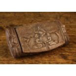 An 18th Century Carved Treen Snuff Box of Rectangular cushion form.