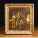 An 18th/Early 19th Century Oil on Canvas: A country scene depicting three peasants in landscape;