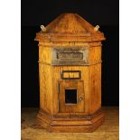 A 19th Century Oak Letter Box for a Country House or Hotel: The box having a canted front with