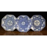Three 18th Century Octagonal Blue & White Chinese Export Plates.
