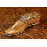 A 19th/Early 20th Century Carved Treen Shoe-shaped Snuff Box.