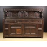 A Large 17th Century Carved Oak Court Cupboard dated 1666 (A/F).