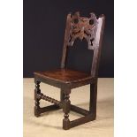 A Good Mid 17th Century Joined Oak Back-stool attributed to the Manchester area.