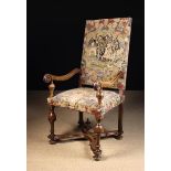 A 17th Century Carved Walnut Fauteuil Armchair.