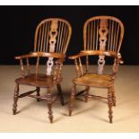 A Pair of 19th Century Best High Back Smoker or Broad arm Windsor Chairs attributed to Yorkshire