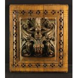 A Late 16th/Early 17th Century Painted Wooden Ceiling Boss,