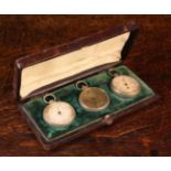 A Cased Navigator's Set Containing a Small Pocket Barometer, Compass & Altimeter; each 1" (2.