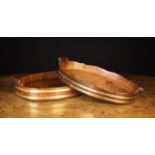 Two 19th Century Oval Gallery Trays with coopered sides composed of mahogany staves bound in brass
