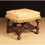 A Fine, Late 17th Century William & Mary Walnut Stool .