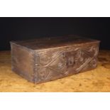 A Small Late 17th Century Boarded Oak Box of rectangular form.