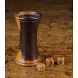 A 19th Century Turned Lignum Vitae Dice Tumbler of waisted cylindrical form with rib turning to the