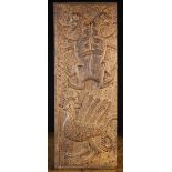 A Late 15th Century French Oak Panel relief-carved with a pair of mythical beasts bound together