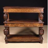 An Inlaid Oak Three-tier Buffet.